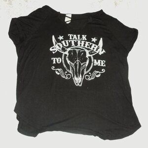 Tee Shirt Talk Southern To Me Size L Cow Skull